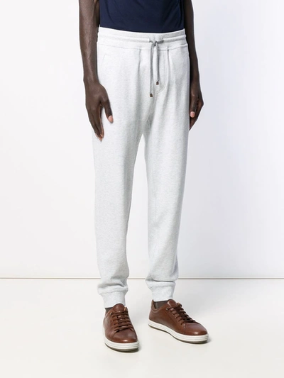 Shop Brunello Cucinelli Ribbed Cuff Track Pants In Grey