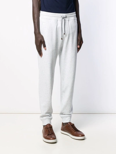 Brunello Cucinelli Ivory  Drawstring Track Pants In Grey