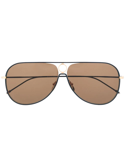 Shop Thom Browne Tbs115 Pilot-frame Sunglasses In Gold