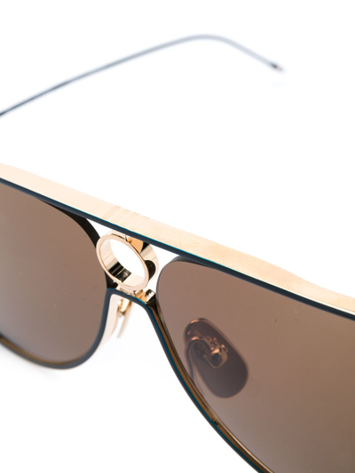 Shop Thom Browne Tbs115 Pilot-frame Sunglasses In Gold