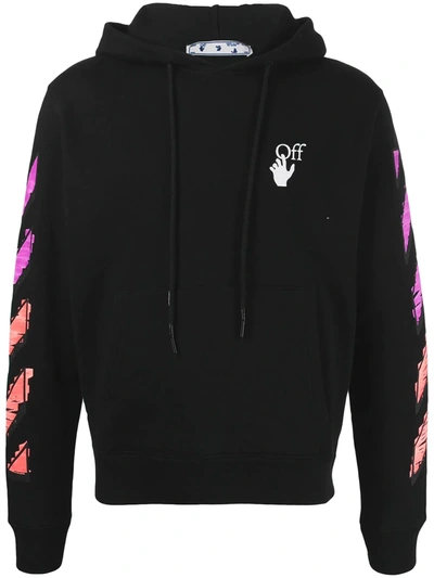 Shop Off-white Logo-print Drawstring Hoodie In Black