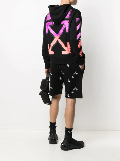 Shop Off-white Logo-print Drawstring Hoodie In Black