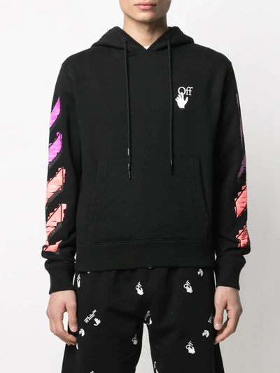 Off-white Men's Slim-fit Marker Diagonal Stripe Hoodie In Black