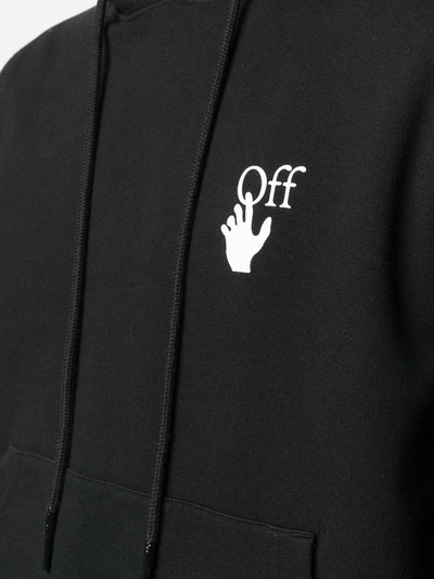 Shop Off-white Logo-print Drawstring Hoodie In Black