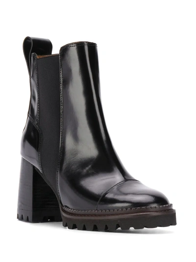 Shop See By Chloé Chunky Slip-on Leather Boots In Black