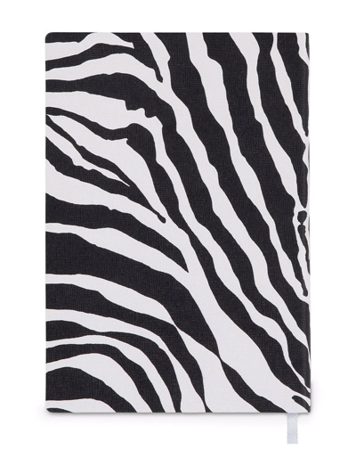Dolce & Gabbana Medium Zebra-print Leather Ruled Notebook In Black