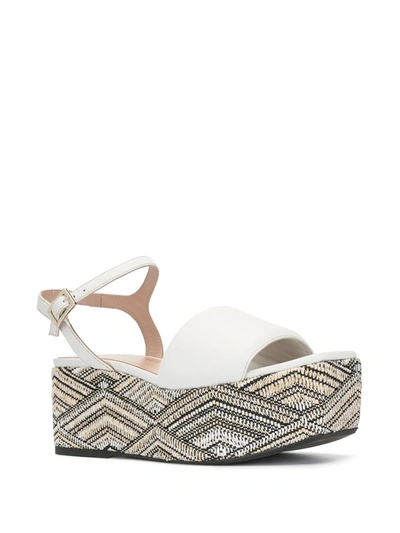 Madison.maison Woven Leather 50mm Wedge In White