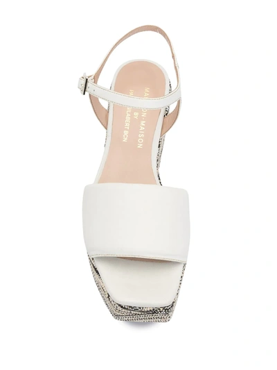 Shop Madison.maison Woven Leather 50mm Wedge In White