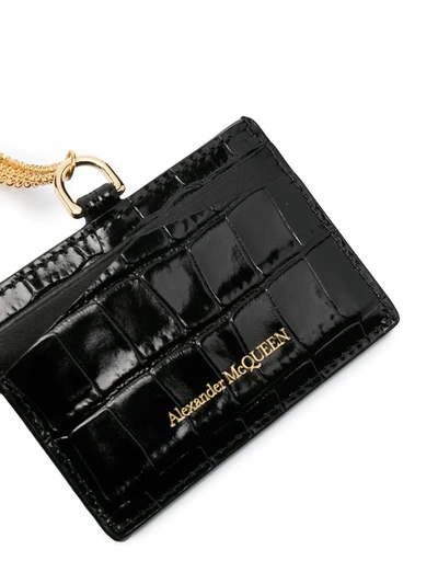 Shop Alexander Mcqueen Skull Chain Cardholder In Black