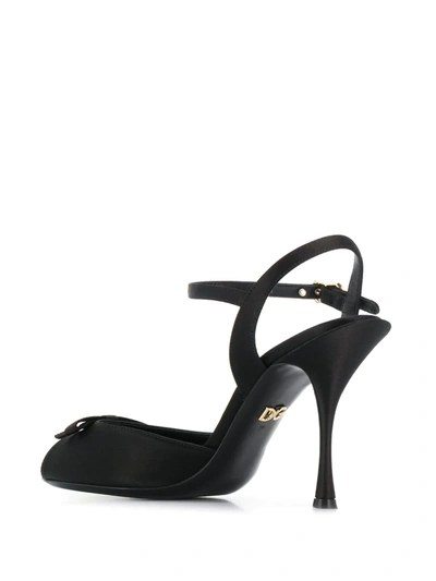 Shop Dolce & Gabbana Peep Toe Bow Sandals In Black