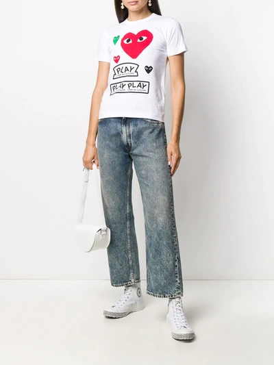 Shop Comme Des Garçons Play Short-sleeved Heart Print T-shirt In White