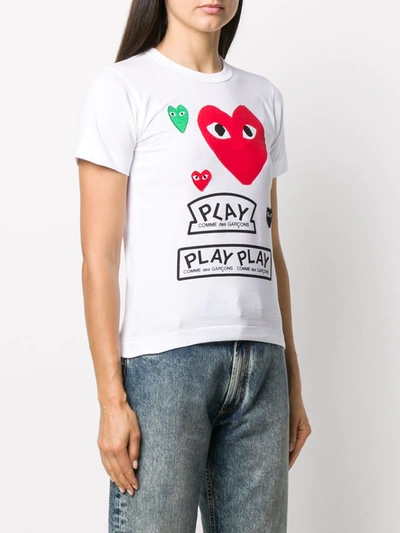 Comme Des Garçons Play Heart Print Short Sleeve T-shirt In White