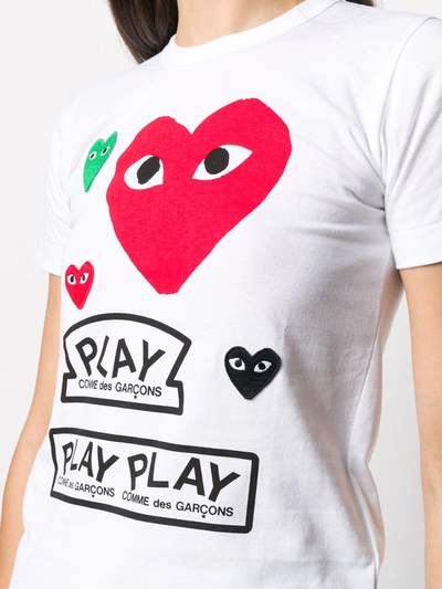 Shop Comme Des Garçons Play Short-sleeved Heart Print T-shirt In White