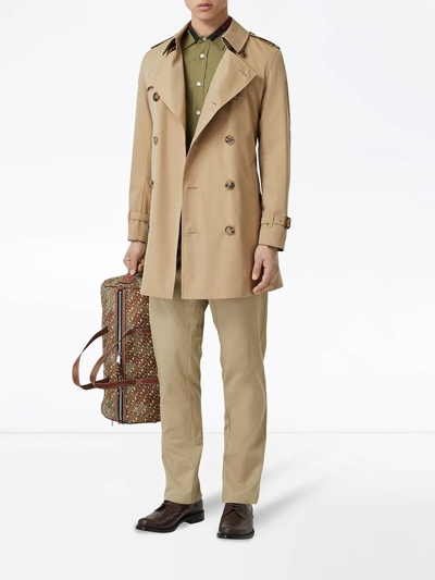 Shop Burberry Cotton Gabardine Trench Coat In Brown