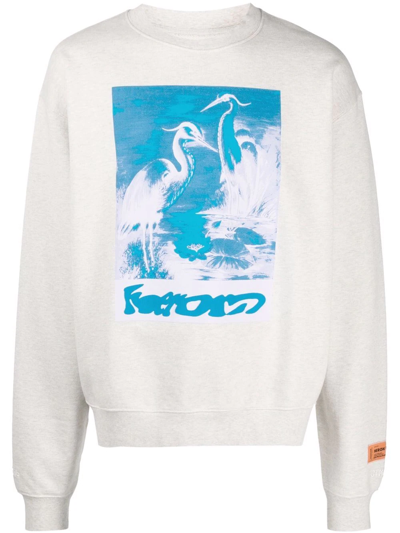 Shop Heron Preston Graphic-print Organic Cotton Sweatshirt In Neutrals