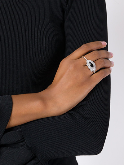 Shop Elise Dray Diamond Double Finger Ring In Metallic