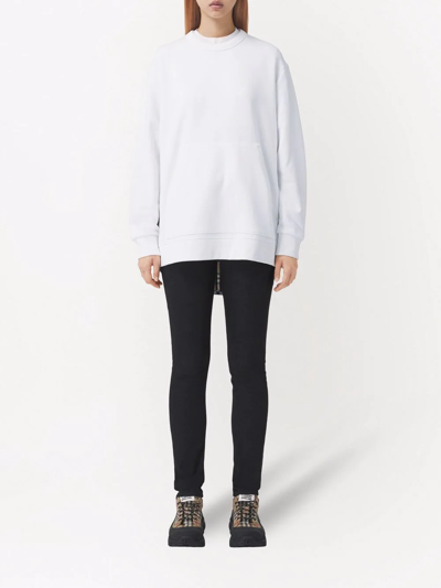 Burberry Vintage Check Panel Cotton Oversized Sweatshirt In White