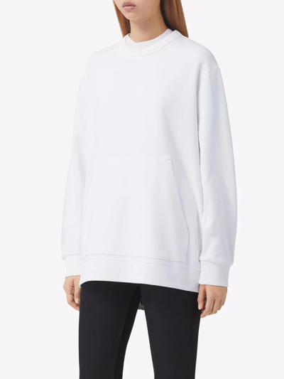 Burberry Vintage Check Panel Cotton Oversized Sweatshirt In White
