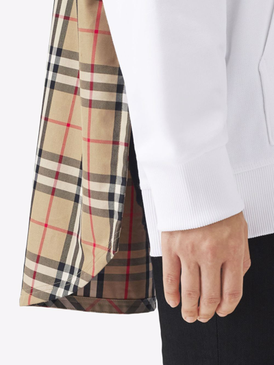 Burberry Vintage Check Panel Cotton Oversized Sweatshirt In White