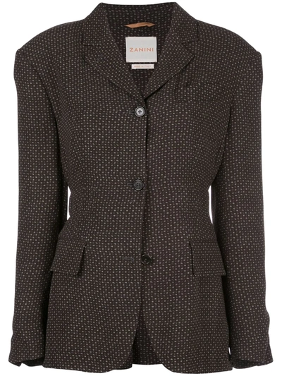 Shop Zanini Patterned Fitted Blazer In Brown
