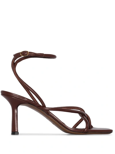 Shop Neous Ankle Strap 80mm Leather Sandals In Brown