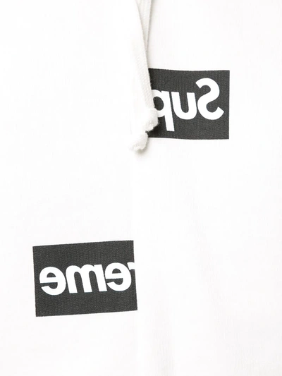 Pre-owned Comme Des Garçons X Supreme 2018 Logo Hoodie In White