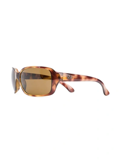 Ray Ban Rectangular Shaped Sunglasses In Brown