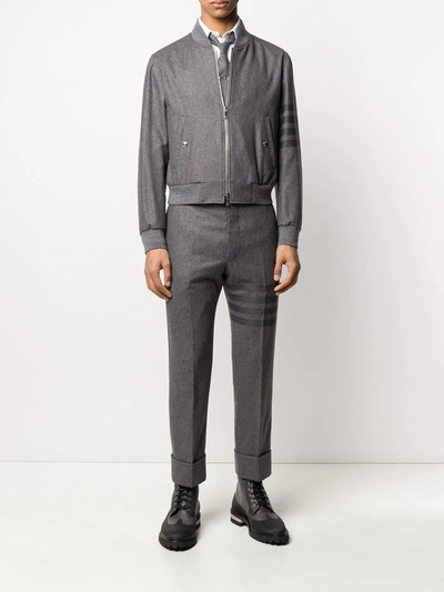 Thom Browne Tonal 4-bar Flannel Blouson Jacket In Grey