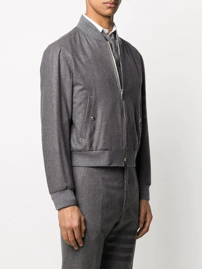 Thom Browne Tonal 4-bar Flannel Blouson Jacket In Grey