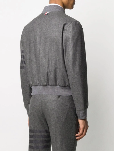 Shop Thom Browne Tonal 4-bar Flannel Blouson Jacket In Grey