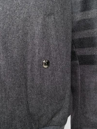 Shop Thom Browne Tonal 4-bar Flannel Blouson Jacket In Grey