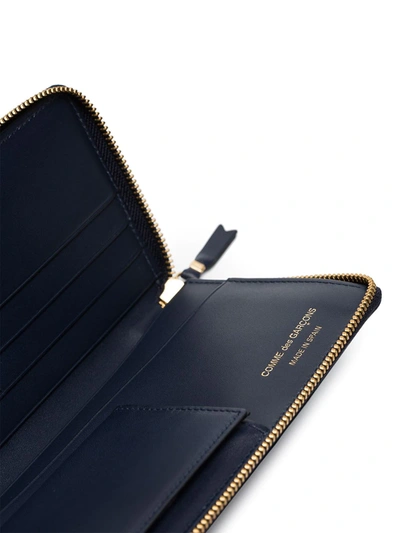 Comme Des Garçons Navy Blue Continental Wallet In Blue