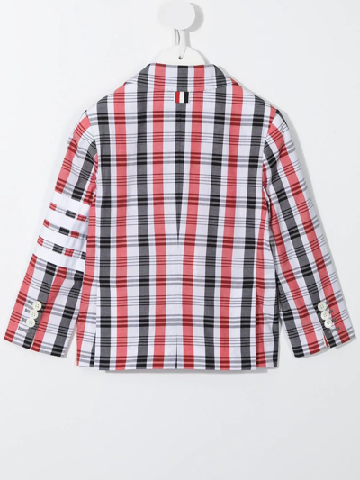 Thom Browne Plaid-check Print Blazer In 红色