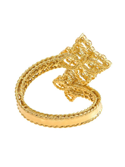 Shop Roberto Coin 18kt Yellow Gold Diamond Princess Diamond Double Flower Ring