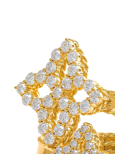 Shop Roberto Coin 18kt Yellow Gold Diamond Princess Diamond Double Flower Ring