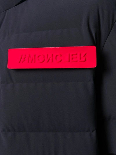 Shop Moncler Panelled Logo Plaque Padded Jacket In Blue
