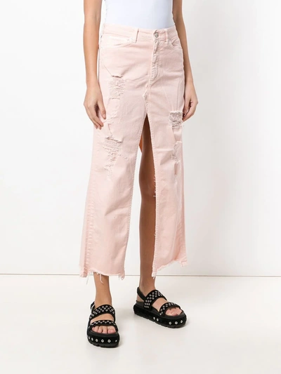 Shop Dondup Front-slit Maxi Skirt In Pink