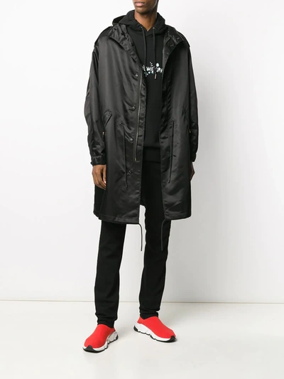 Shop Givenchy Hooded Mid-length Raincoat In Black