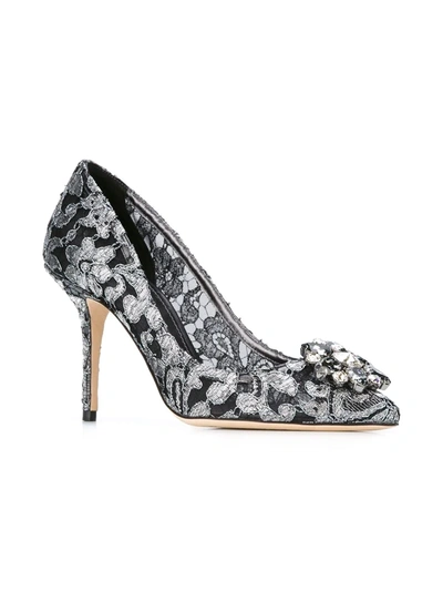 Shop Dolce & Gabbana Rainbow Lace 90mm Brooch-detail Pumps In Black