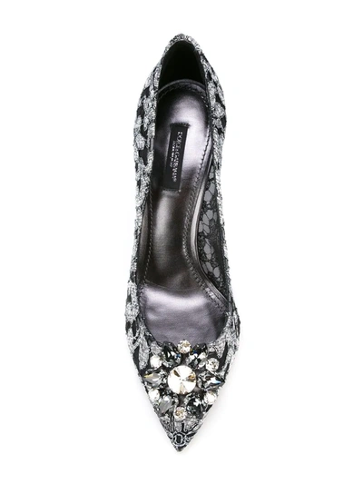 Shop Dolce & Gabbana Rainbow Lace 90mm Brooch-detail Pumps In Black