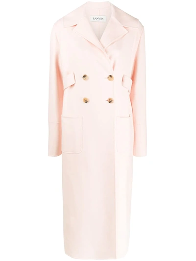 Shop Lanvin Long Double-breasted Coat In Pink