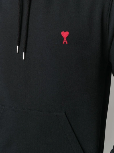 Shop Ami Alexandre Mattiussi Logo-embroidered Drawstring Hoodie In Black