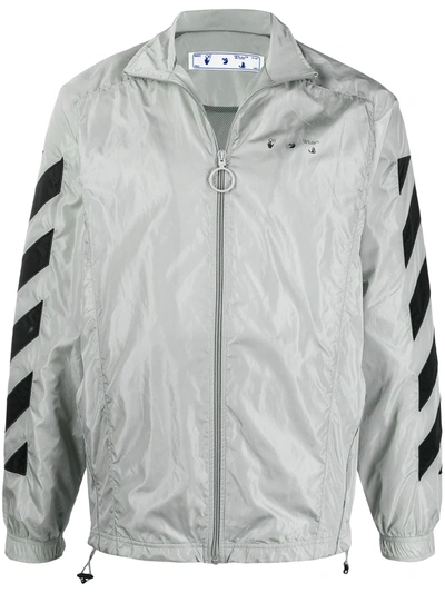 Off-white Logo-print Zip-up Track Jacket In Grey | ModeSens