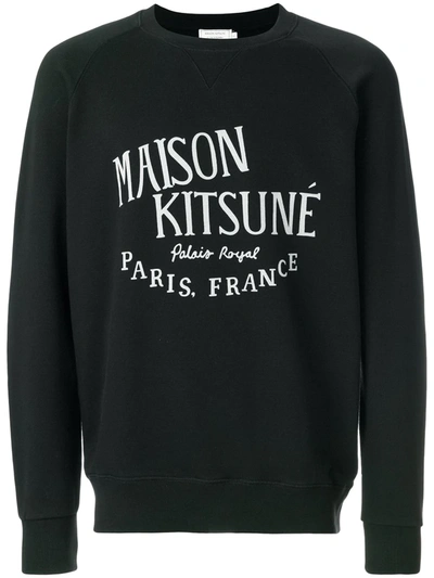 Shop Maison Kitsuné Logo Print Sweatshirt In Black