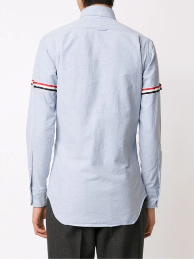 Shop Thom Browne Grosgrain-armband Cotton Shirt In Blue