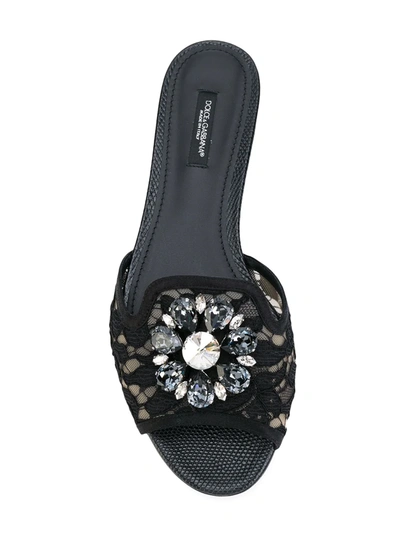 Shop Dolce & Gabbana Rainbow Lace Brooch-detail Sandals In Black