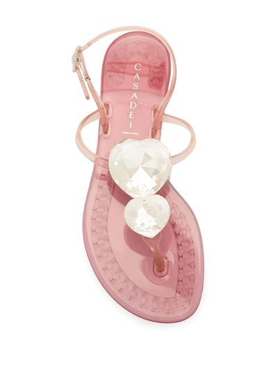 Shop Casadei Heart Crystal-embellished Sandals In Pink