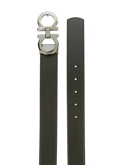 Shop Ferragamo Double Gancio Buckle Belt In Brown