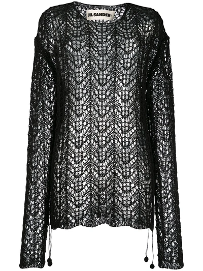 Shop Jil Sander Loose Crochet Jumper In Black