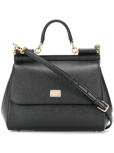 Shop Dolce & Gabbana Medium Sicily Shoulder Bag In Black